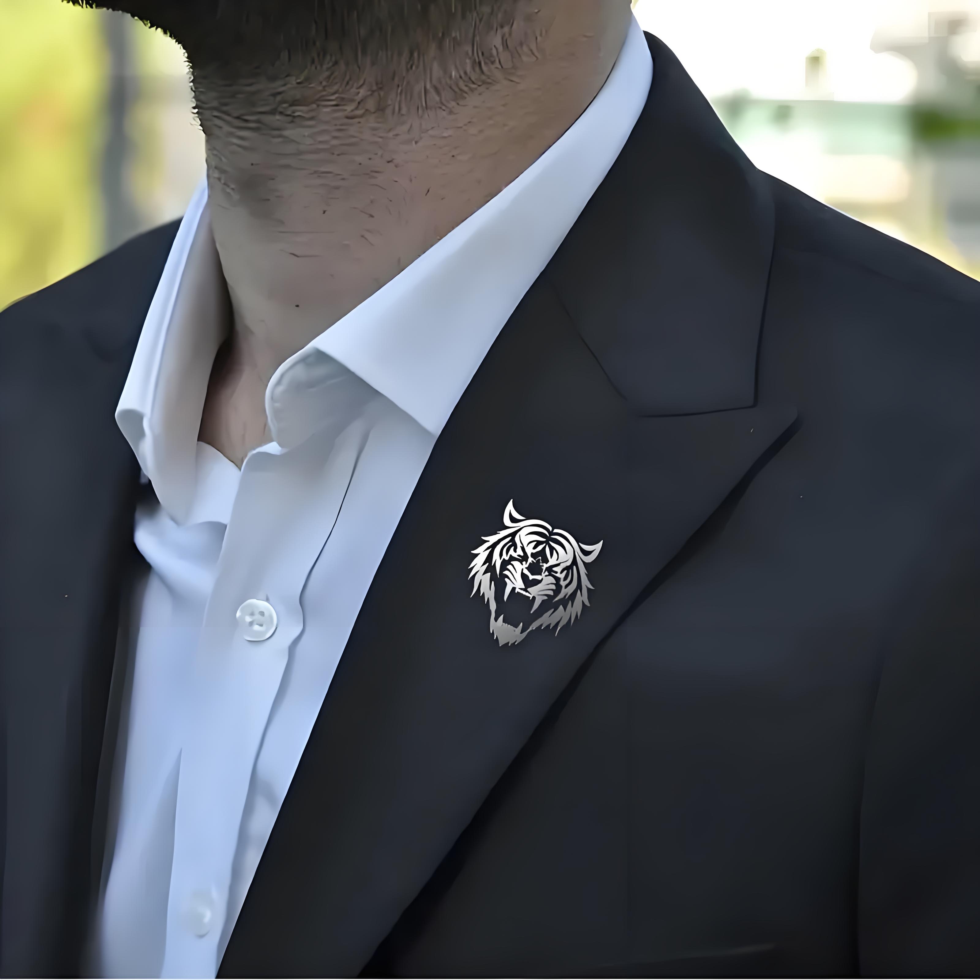 Men's Stainless Steel Tiger He - Men Accessories Brooch review and price