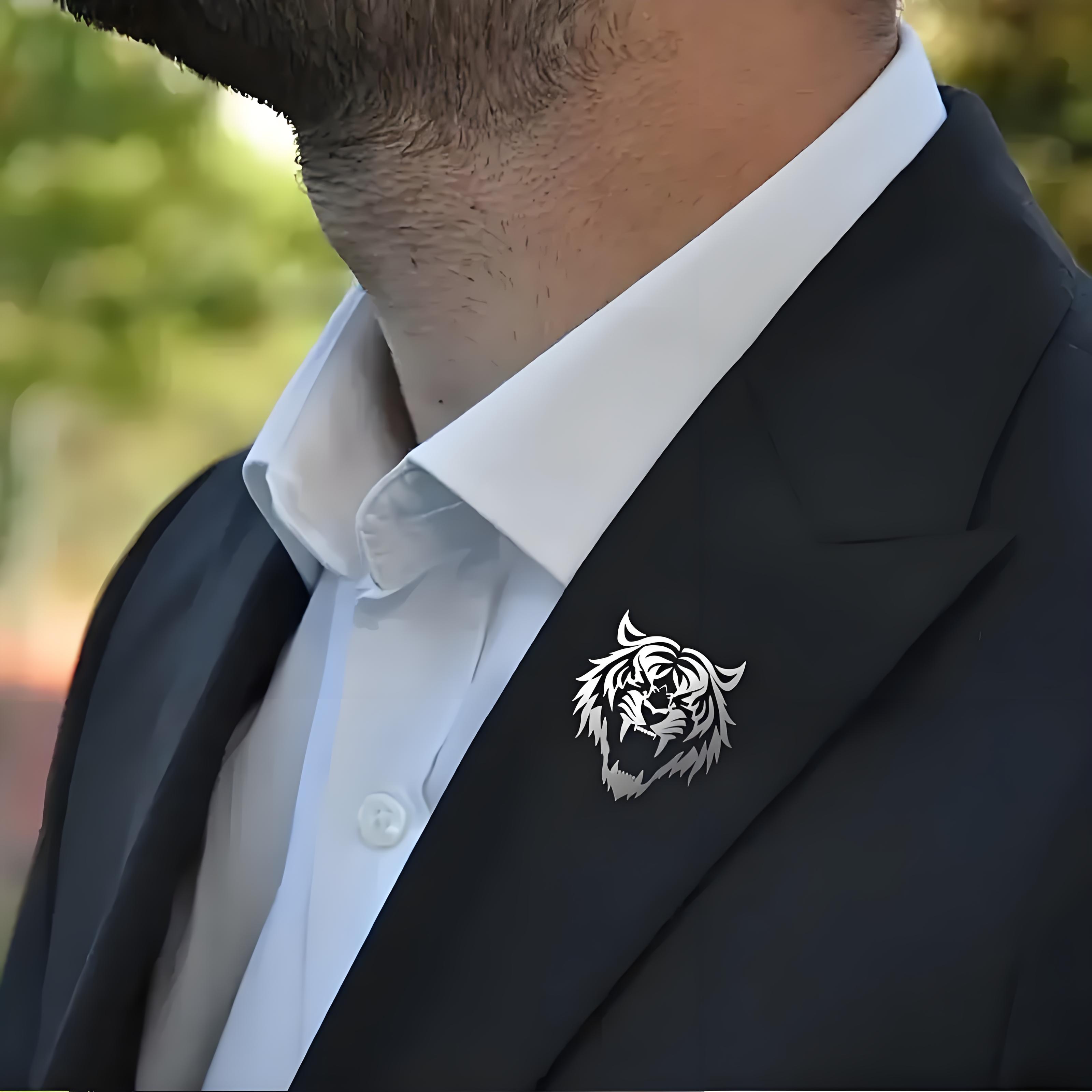 Men's Stainless Steel Tiger He - Men Accessories Brooch review and price